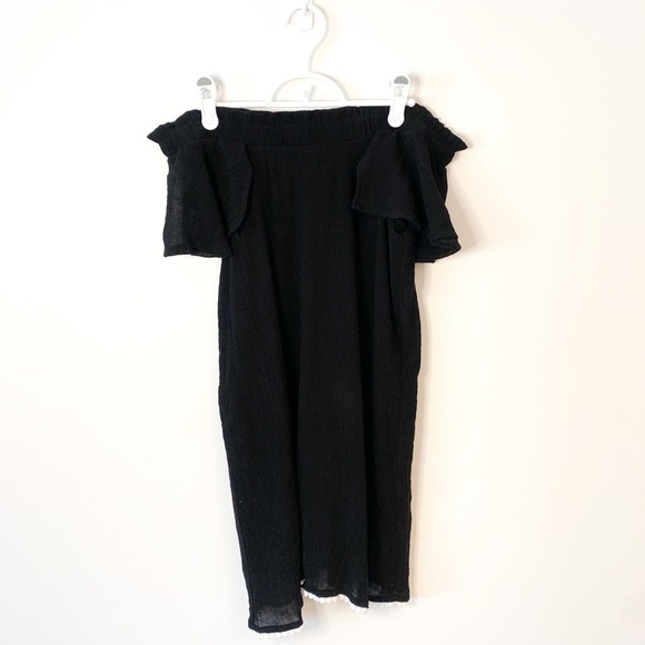 Tobi Mandy Off The Shoulder Black Mini Dress Size Small - Picture 4 of 9